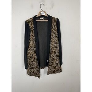 LOGO Lori Goldstein Women Cardigan Medium Aztec Southwestern Fall Cozy Outdoor
